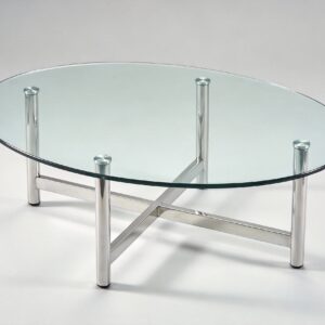 Oval Glass Top Coffee Table With Chrome Legs